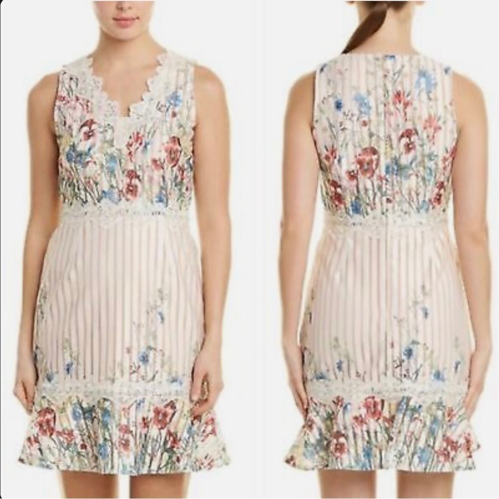 ANTHROPOLOGIE FOXIEDOX Floral Sleeveless Mini Dress Size Medium Cottagecore